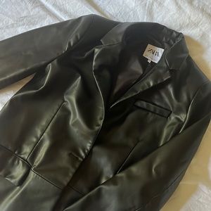 Faux Leather Masculine Blazer - Zara